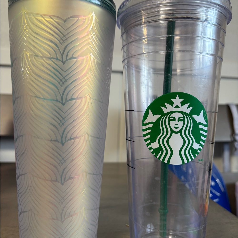 Starbucks Iridescent and Clear Tumbler Duo